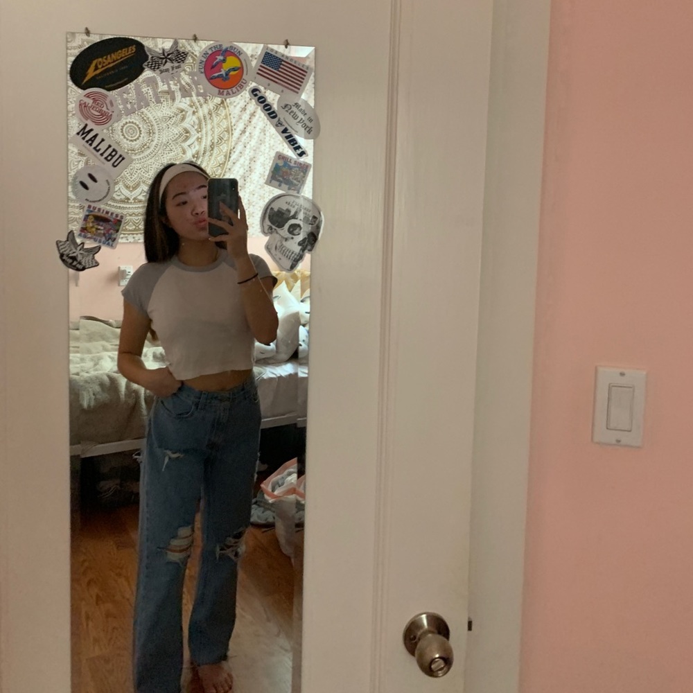 brandy melville light blue bella top